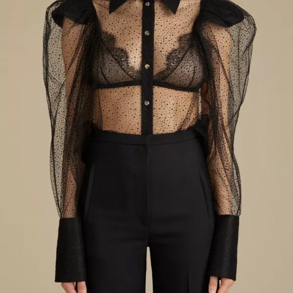 Khaite The Bell Top in Black Sparkle NEW
